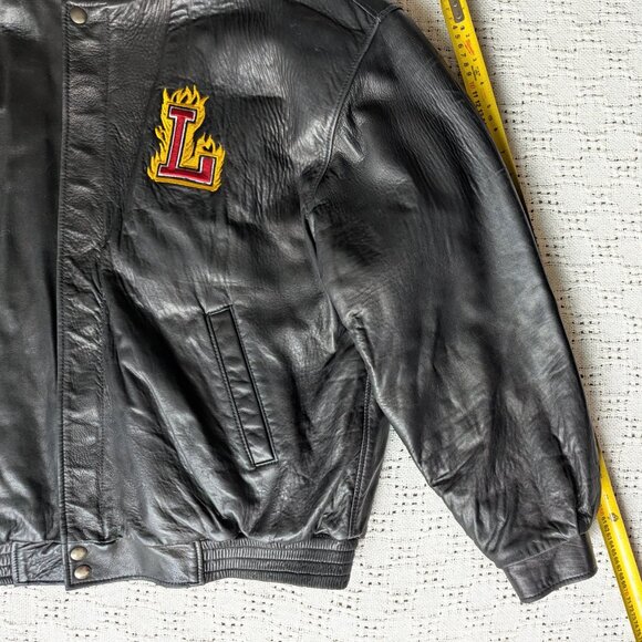 CAN-AM Men's XL Leather Bomber Jacket Calgary Flames 1999-2007 Logo Made Canada - Picture 6 of 8